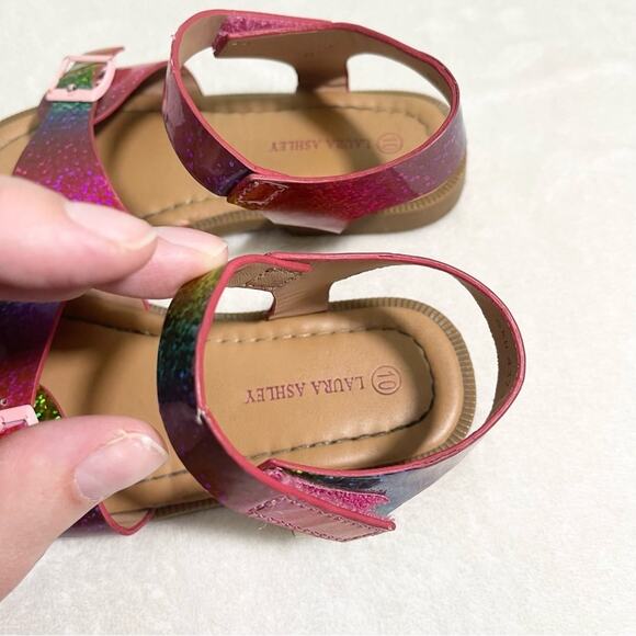 Laura Ashley Girl's Blue & Pink Rainbow Open Toe Flat Sandal Toddler Size 10 - Picture 9 of 11